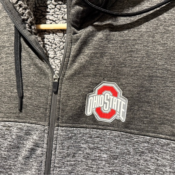 Ohio State Sherpa Lined Fleece Jacket mens XL gray full zip hooded lined soft - Picture 2 of 9